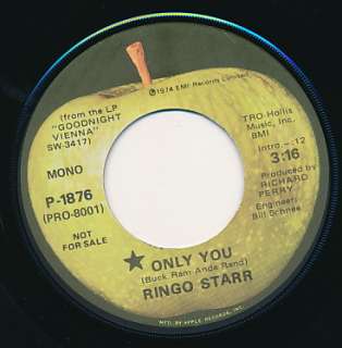 RINGO STARR Only You RARE Promo 45 rpm NM HEAR IT (APPLE P   1876 