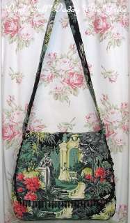 VINTAGE Cotton BARKCLOTH FABRIC Designer Boutique TOTE Bag Victorian 