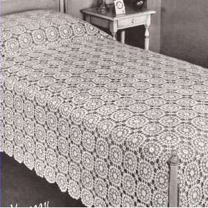 Vintage Crochet PATTERN to make   MOTIF BLOCK Bedspread Round Nosegay 