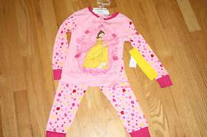   Belle Beauty Beast Princess Pink Long Sleeve Pajamas 2T 3T 4T  