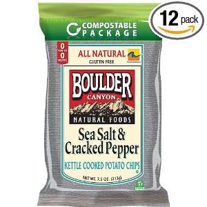 Boulder Canyon Kettle Chips, Sea Salt and Cracked Pepper   Compostable 