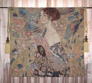 Lady with Fan Fine Art Tapestry Wall Hanging 53 x 53  