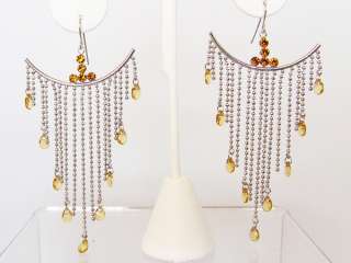 GOLD CRYSTAL BEAD DROP SILVER FRENCH WIRE EARRINGS NEW  