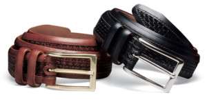Allen Edmonds Mens Woven Inlay Leather Belt  