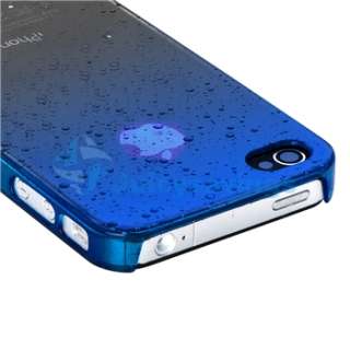 Blue Clear RainDrop Hard Case+PRIVACY LCD Filter Protector for iPhone 
