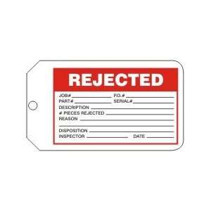  REJECTED Tags RV Plastic (5 7/8 x 3 3/8)   1 Pack of 25 