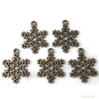 300x New Vintage Bronze XMAS Snowflakes Pendants 140935  