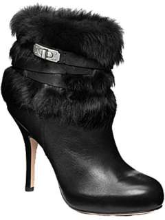 New. $348 Coach Janeva Fur Womens Bootie Size 8 Black  