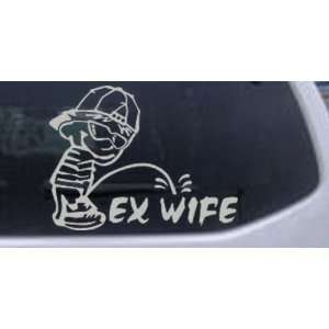 Silver 20in X 15.5in    Pee on Ex Wife Funny Car Window Wall Laptop 