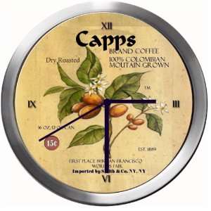  CAPPS 14 Inch Coffee Metal Clock Quartz Movement Kitchen 