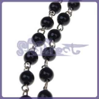 CLASSIC CROSS DESIGN Wooden Glass Pearl Beads Necklace  
