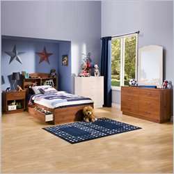   Kids Sunny Pine Twin Wood Storage Bed 4 PC Boys Bedroom Set  
