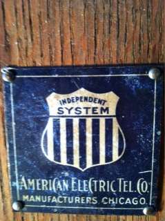   ELECTRIC TEL CO. CHICAGO ILL.  VINTAGE WOOD WALL PHONE SINGLE BOX