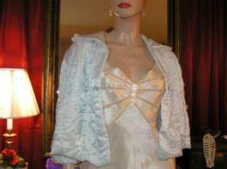 Vintage QUILTED Nanette Undies Lined Crystal Blue Bed Jacket wear w 