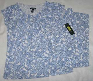 Womens Ralph Lauren Pajamas Size Small NWT Blue Paisley  