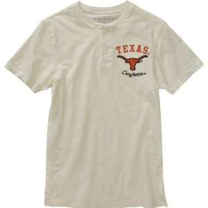  Texas Longhorns White Slub Knit Cotton Henley T Shirt 