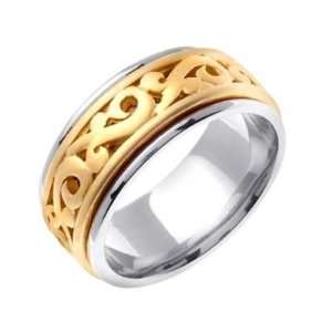   14K Gold Two Tone 9.5mm Celtic Wedding Band 4029   Size 11.25 Jewelry