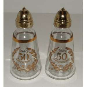  Vintage Golden 50th Anniversary Salt & Pepper Shakers 