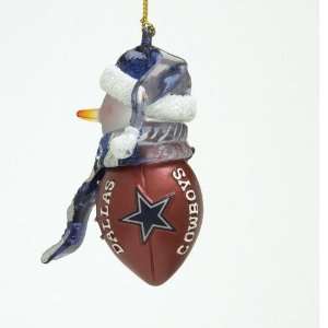  BSS   Dallas Cowboys NFL Striped Acrylic Snowman Ornament 