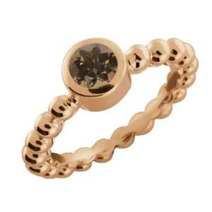    0.46 Ct Round Brown Smoky Quartz 18k Rose Gold Ring Jewelry