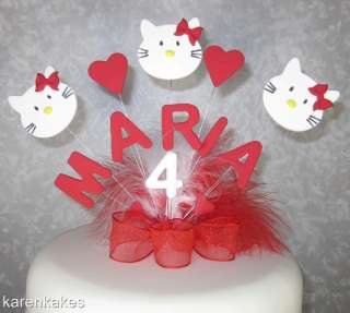 HANDMADE HELLO KITTY CAKE TOPPER   RED 1st 2nd 3rd 4th 5th 6th 