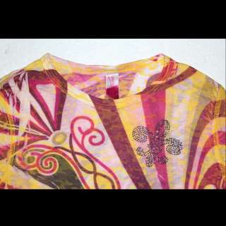 American Twist Colorful Long Sleeve Womens Shirt, Top Size M Fleur 
