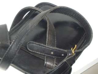   Vintage Black Leather Turnlock Flap Cross Body Messenger Bag #LA8 4140