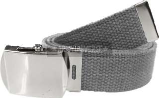 Grey Tactical Military 54 Web Belt With Chrome Buckle 613902047778 