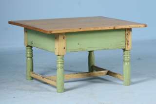 Original Antique Painted Green Coffee Table Pine Top Circa 1880  