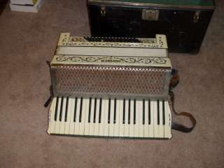 Antique 1920s HOHNER Accordion White 41 Keys 80 Buttons with Case 