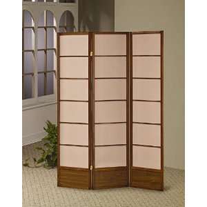  Room Divider Folding Screen in Warm Brown Finish 