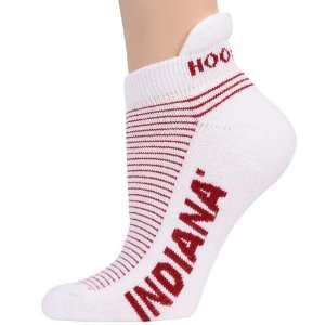   Hoosiers Ladies White Crimson Striped Ankle Socks