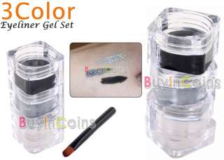 Color Waterproof Eyeliner Eye Liner Gel Set + Brush  