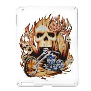  iPad 2 Case White of Biker Skull Flames Rose and 