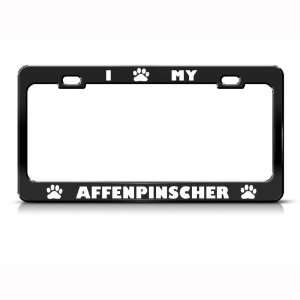  Affenpinscher Dog Dogs Black Metal license plate frame Tag 
