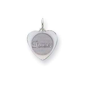  Heart Disc Nameplate in 14k White Gold Jewelry