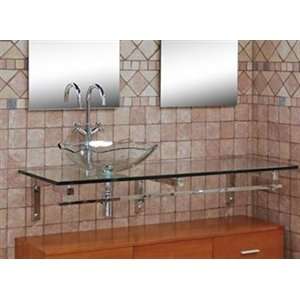    Mount Vanity for Single Vessel Sink   Clear Glass Top with Brackets