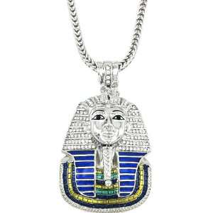  Hip Hop Bling Rodium Plated King Tut Pharaoh Pendant 