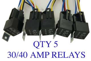QTY 5   12V 40/30A 5 pin RELAY 5 WIRE SOCKET 12 HARNESS SPDT Car HID 
