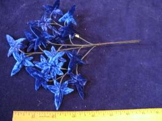 Vintage Millinery Flower Velvet Fairy Leaf Rich Blue K2  
