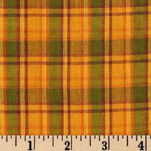  45 Wide Harvest Homespun Plaid Green/Yellow Fabric By 
