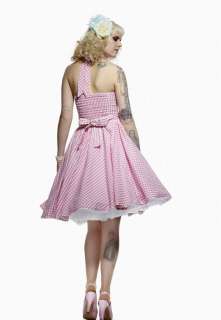 HELL BUNNY PENNY 50s DRESS gingham PINK   SIZES 6 14  