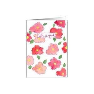  Its a Girl Baby Birth Announcement Flower Card Card 