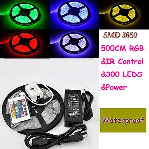 Whole 5M 300 SMD LED 5050 Waterproof RGB SMD Lamp Strip Light+IR 
