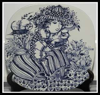 Rare Signed Bjorn Winblad Blue & White Pottery Plate Nymolle Louise NR 