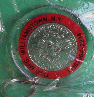   KeyChain 1974 Eisenhower Dollar Ike Key Chain Williamstown NY  