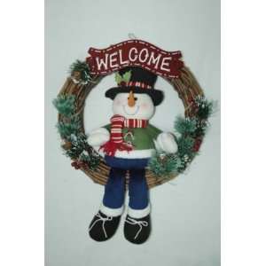   Trim a Home 13 X 17in Willow Top Hat Snowman Wreath 