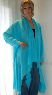 M812 AQUA/JACKET 3X 4X 5X DUSTER LONG ASYM LAGENLOOK MADE 2 ORDER 