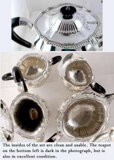 4pc Very Heavy Italian Silver Tea Set Peruzzi c1920s  