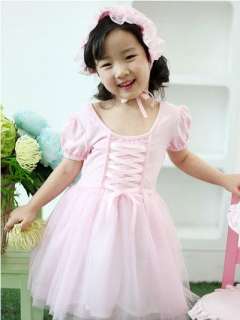 Girls Pink Party Ballet Dance Flower Dress SZ 3 4 5 6T  